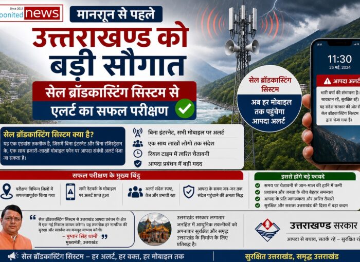 मानसून से पहले उत्तराखण्ड को बड़ी सौगात, सेल ब्रॉडकास्टिंग सिस्टम से एलर्ट का सफल परीक्षण