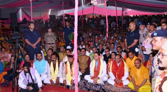 Chief Minister Dhami Participated in the Shrimad Bhagavat Katha Held in Nagaan Village.