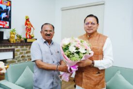 राजस्थान विधानसभा अध्यक्ष वासुदेव देवनानी ने मुख्यमंत्री धामी से की शिष्टाचार भेंट